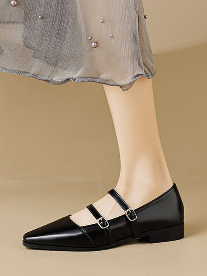 Pointed-toe Shallow Cut Split-joint Flat Shoes