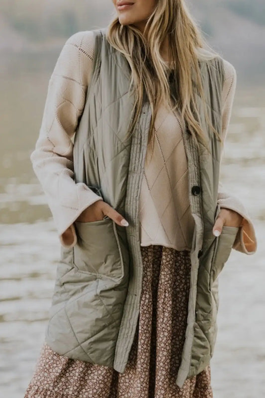Grass Green Quilted Vest Jacket