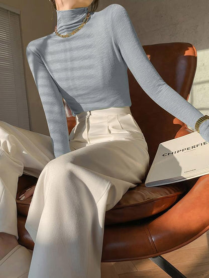 Woman Tshirts ’s Turtleneck Long-sleeved T-shirt Autumn Winter Coat Tops Mujer Camisetas