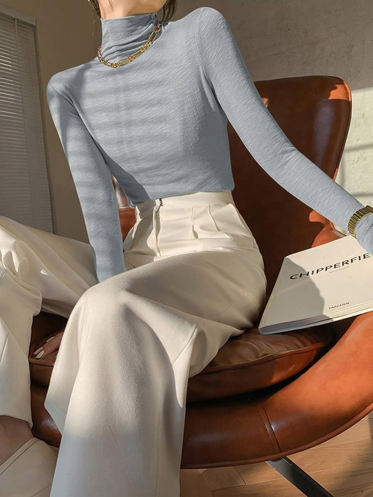 Woman Tshirts ’s Turtleneck Long-sleeved T-shirt Autumn Winter Coat Tops Mujer Camisetas