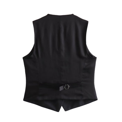 Fall Street Short Vest Pants Suit – Autumn Outfit for Fashionable