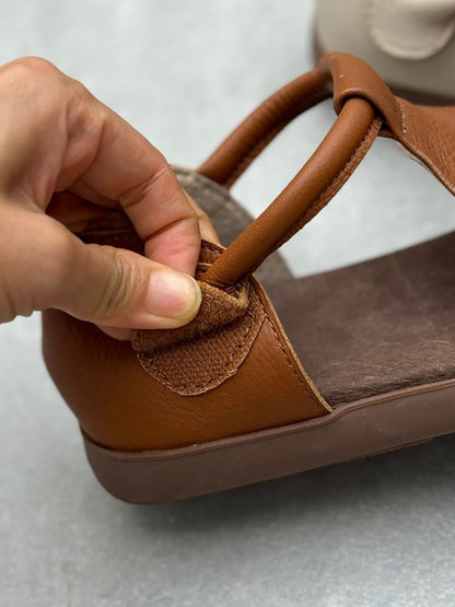 Summer Soft Genuine Leather Flat Sandals Fd035