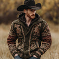 Men's Vintage Chunky Cozy Knit Hooded Cardigan artswardrobe