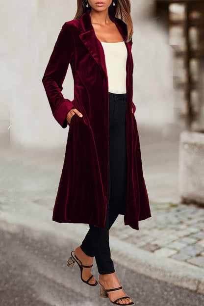 British Style Pocket Turn-back Collar Outerwear