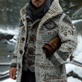 Men's Fairman Island Vintage Geometry Pattern Hooded Cardigan elevenforest