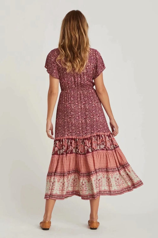 Ellie Printed V-neck Midi Dress
