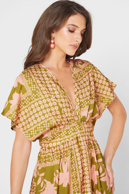 Eunice Printed V-neck Maxi Dress