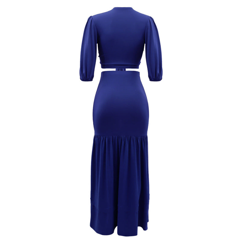 Spring Summer Slim Fit Short Top High Waist Skirt Office Two Piece Set