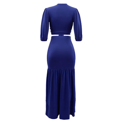 Spring Summer Slim Fit Short Top High Waist Skirt Office Two Piece Set