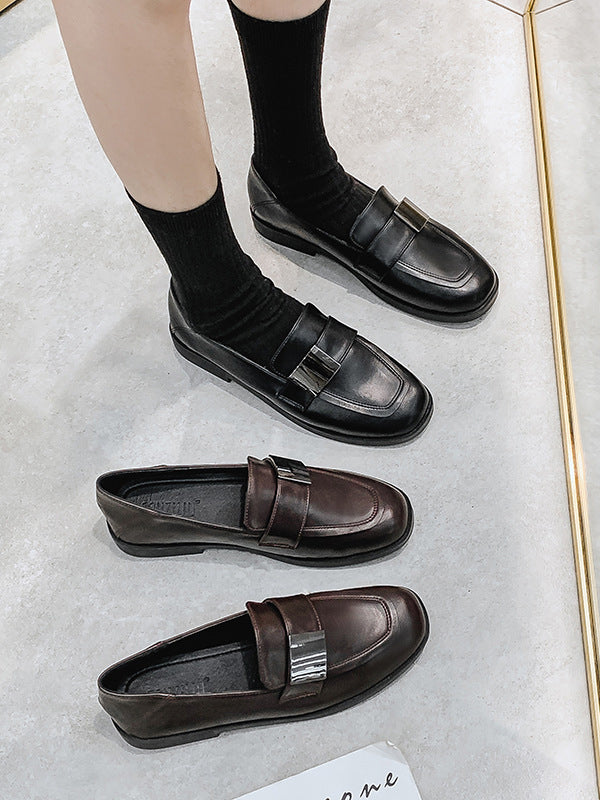 Shallow Cut Square-toe Loafers