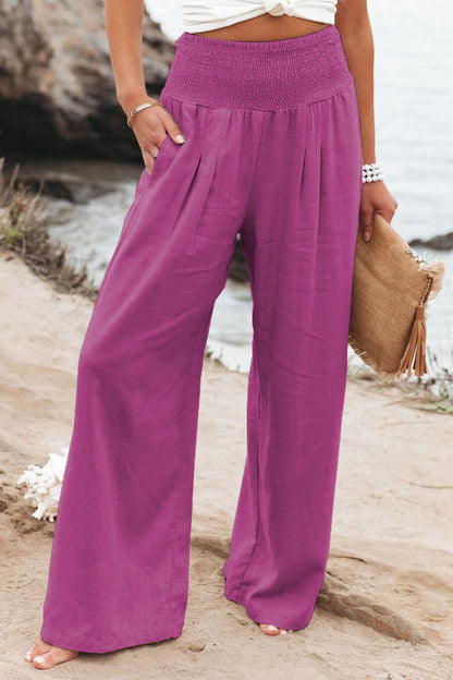 Spring Summer Cotton Linen Wide Leg Pants Trousers