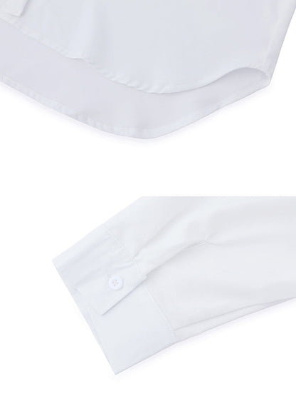 High-low Irregular Clipping Color Split-joint Lapel Blouses