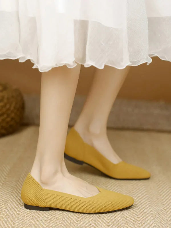 Color Square-toe Flats Shoes