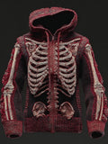 Men's Vintage Skeleton Zip Up Hooded Sweater Cardigan artswardrobe