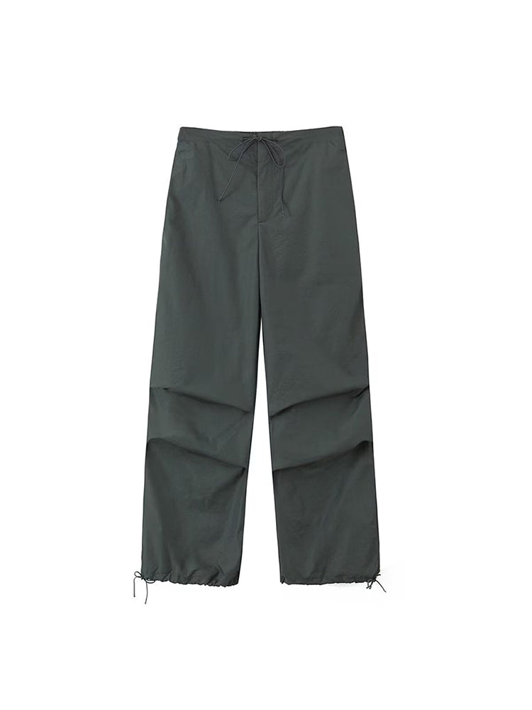 Parachute Cargo Pants Jogging Trousers High Elastic Waist Female Lady Boot Cut