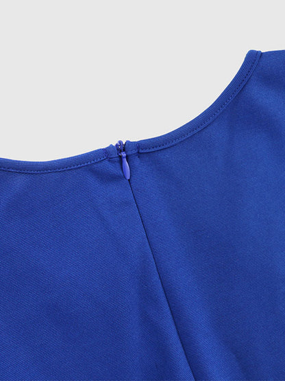 V-neck Short Sleeves Midi Dress