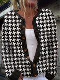 Classy Houndstooth Crochet Chunky Cozy Knit Cardigan artswardrobe