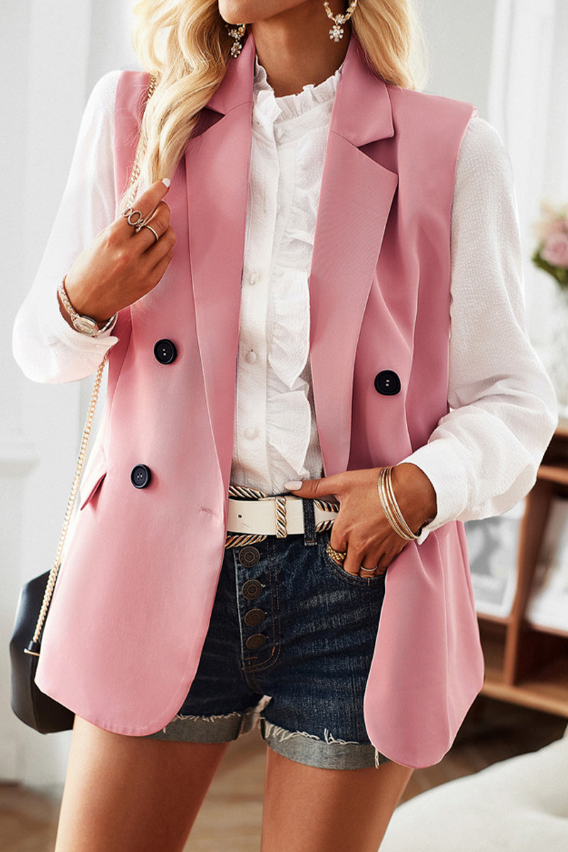 British Style Simplicity Pocket Buttons Turn-back Collar Tops(4 Colors)