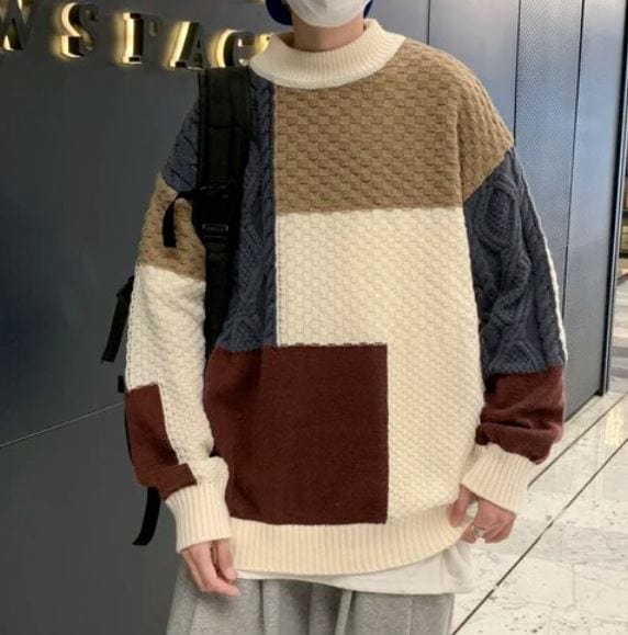 JO | Patchwork jacquard knitted sweater