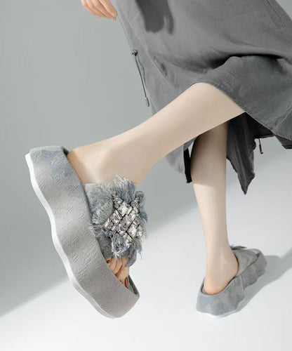 Boutique Tassel Zircon Platform Slide Sandals Ag1002