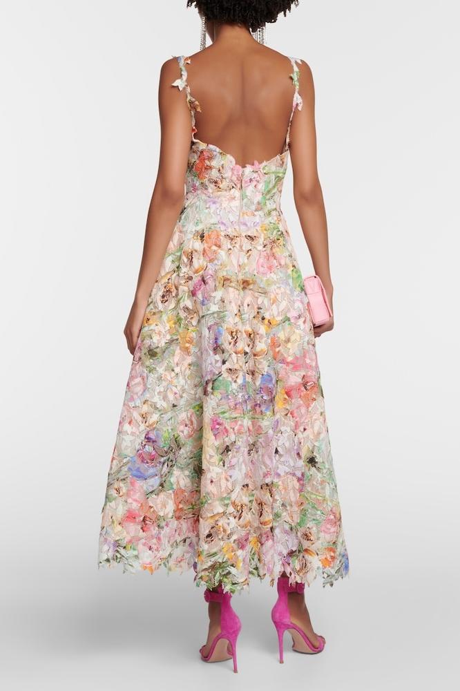 Violet Embroidered Lace Midi Dress
