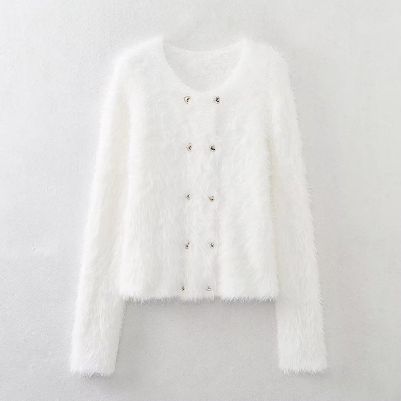 Gentle Mink Fur Sweater Coat: ’s Winter Knit Cardigan