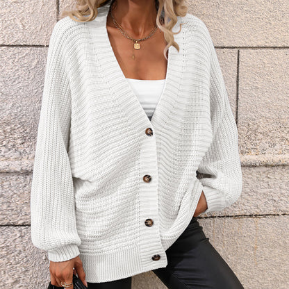 Autumn Winter Knitting Single Breasted Color Knitted Cardigan Loose Sweater