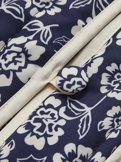 Printed Pockets Winter Coat