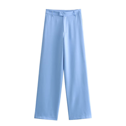 Spring Straight Cut Blazer Vertical Straight Leg Pants Suit – and Stylish Outfit for