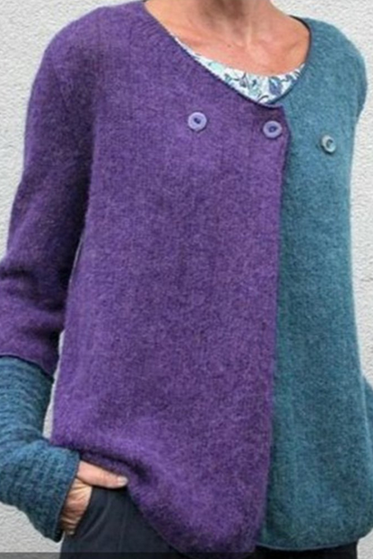 Color Lump Buttons V Neck Cardigans(4 Colors)