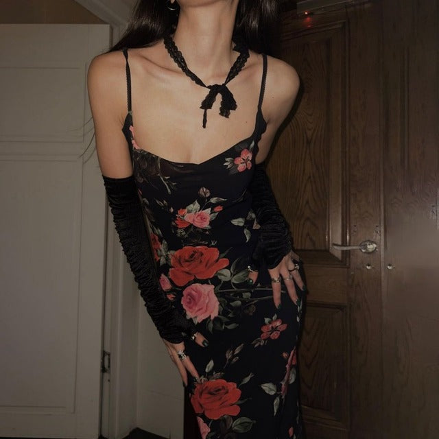 Taruxy Retro Dress Summer Slim Sleeveless Backless Long Dresses Female Party Temperament Maxi Dress Woman