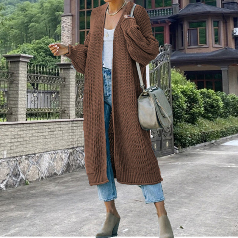 Vintage Long Sleeve Sweater Solid Color Cardigan elevenforest