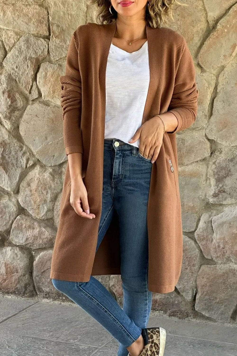 Color Knitted Sweater Long Coat