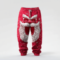 Comstylish Funny Santa Claus Pattern Print Design Men's Retro Casual Sports Long Pants