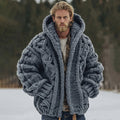 Men's Vintage Fairman Island Jacquard Thick Warm Hooded Sweater Cardigan elevenforest