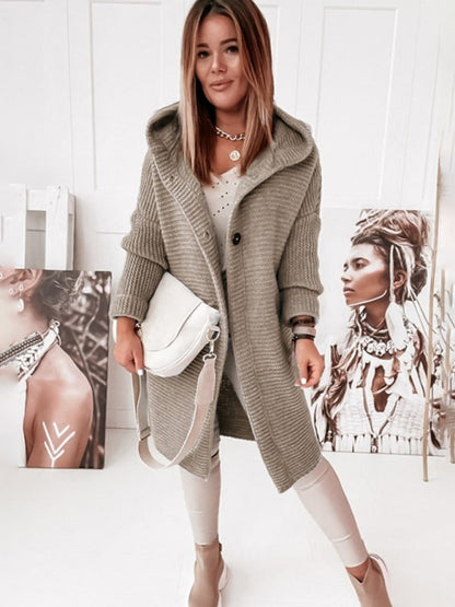 ’s Loose Hooded Sweater Cardigan Sweater