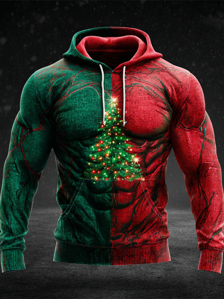 Comstylish Vintage Glowing Christmas Tree Men's Hooded Sweatshirt