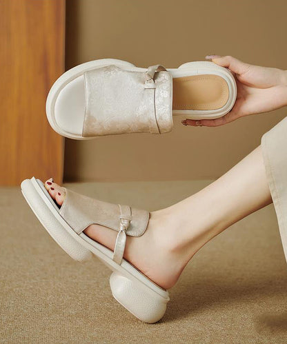 Chinese Style Green Splicing Platform Slide Sandals Peep Toe Oi074