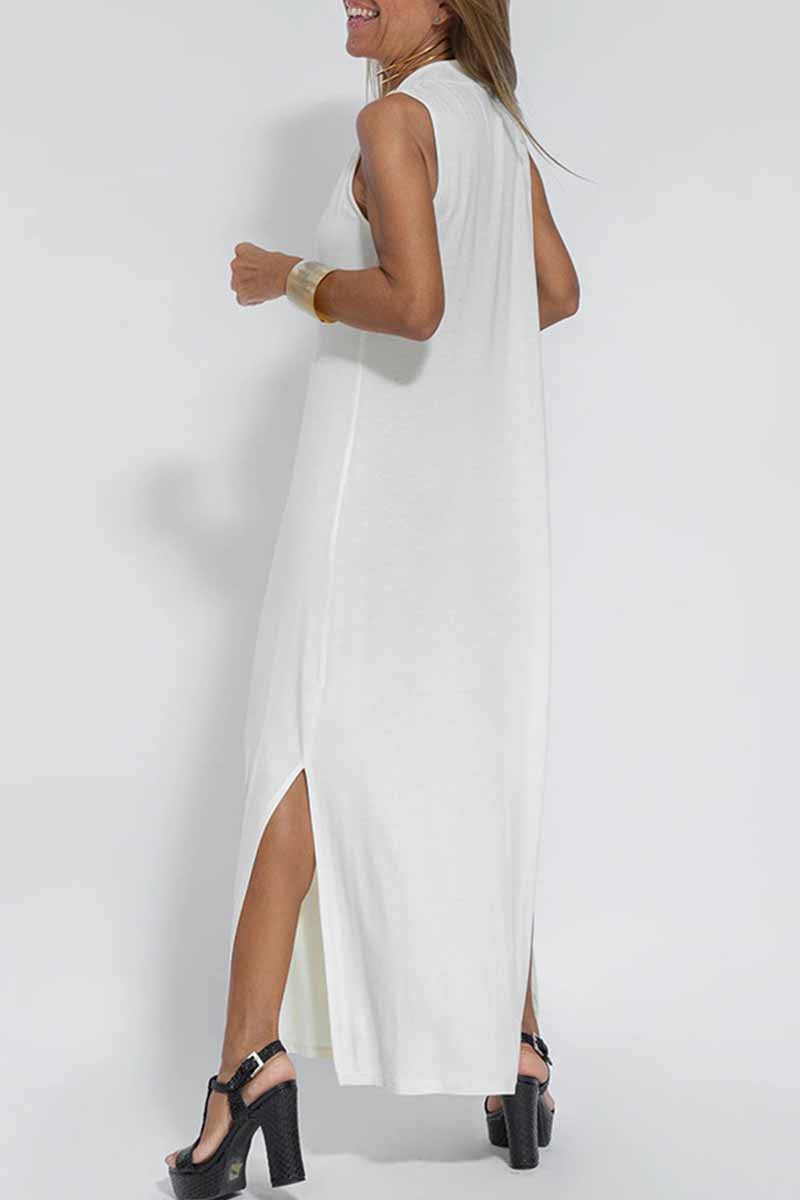 Street Patchwork V Neck Vest Dress Dresses