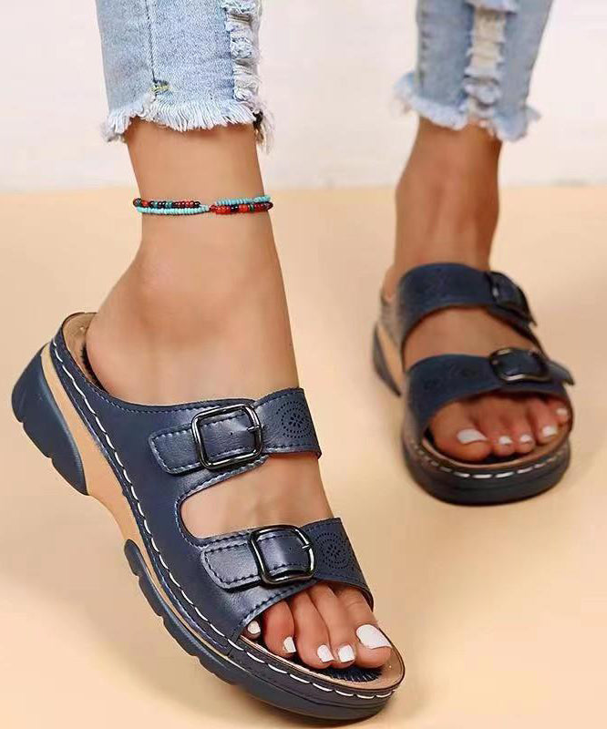 Splicing Wedge Yellow Slide Sandals Hollow Out Peep Toe Uu016