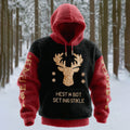 Comstylish Men's Christmas Themed Embroidered Color Blocked Hoodie