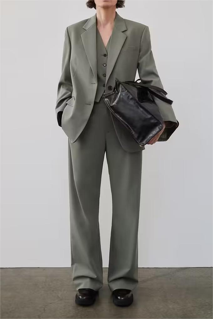 Autumn ’s Button Suit Coat Vest Pants Set – Stylish Fall Outfit
