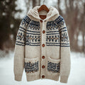 Women's Vintage Fair Isle Thistle Knit Jacquard Hooded Cardigan elevenforest