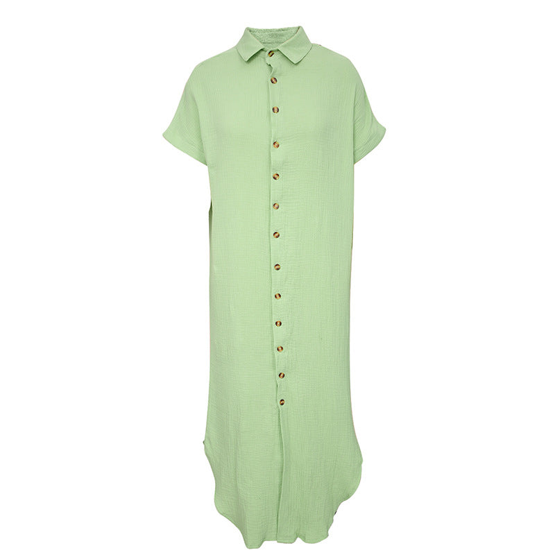 Color ’s Summer V-neck Cardigan Shirt – Short Sleeve Single Breasted Top