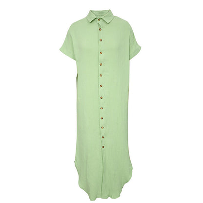 Color ’s Summer V-neck Cardigan Shirt – Short Sleeve Single Breasted Top