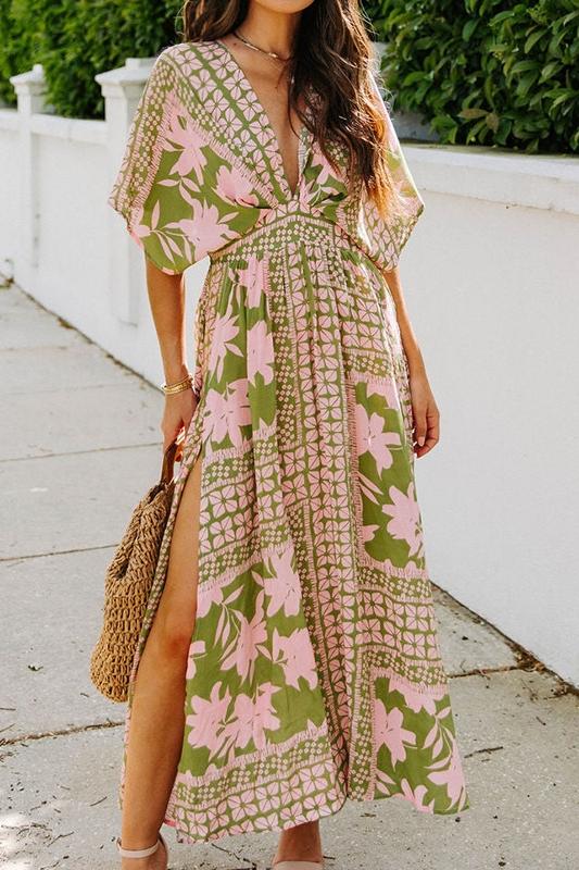 Eunice Printed V-neck Maxi Dress