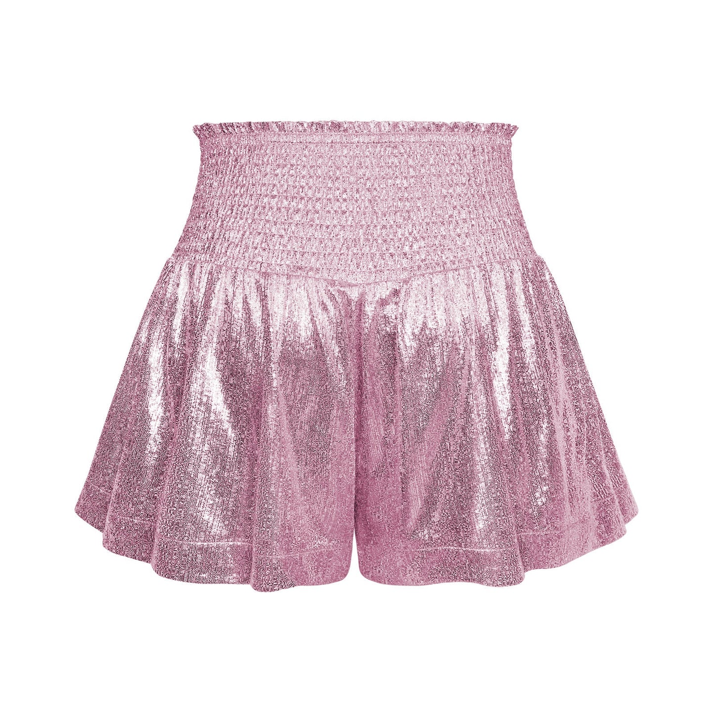 Choose to Sparkle Metallic Shorts - Pink