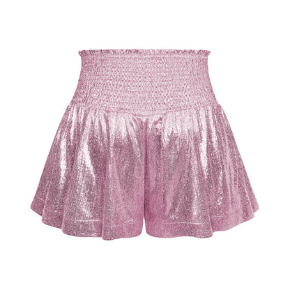 Choose to Sparkle Metallic Shorts - Pink