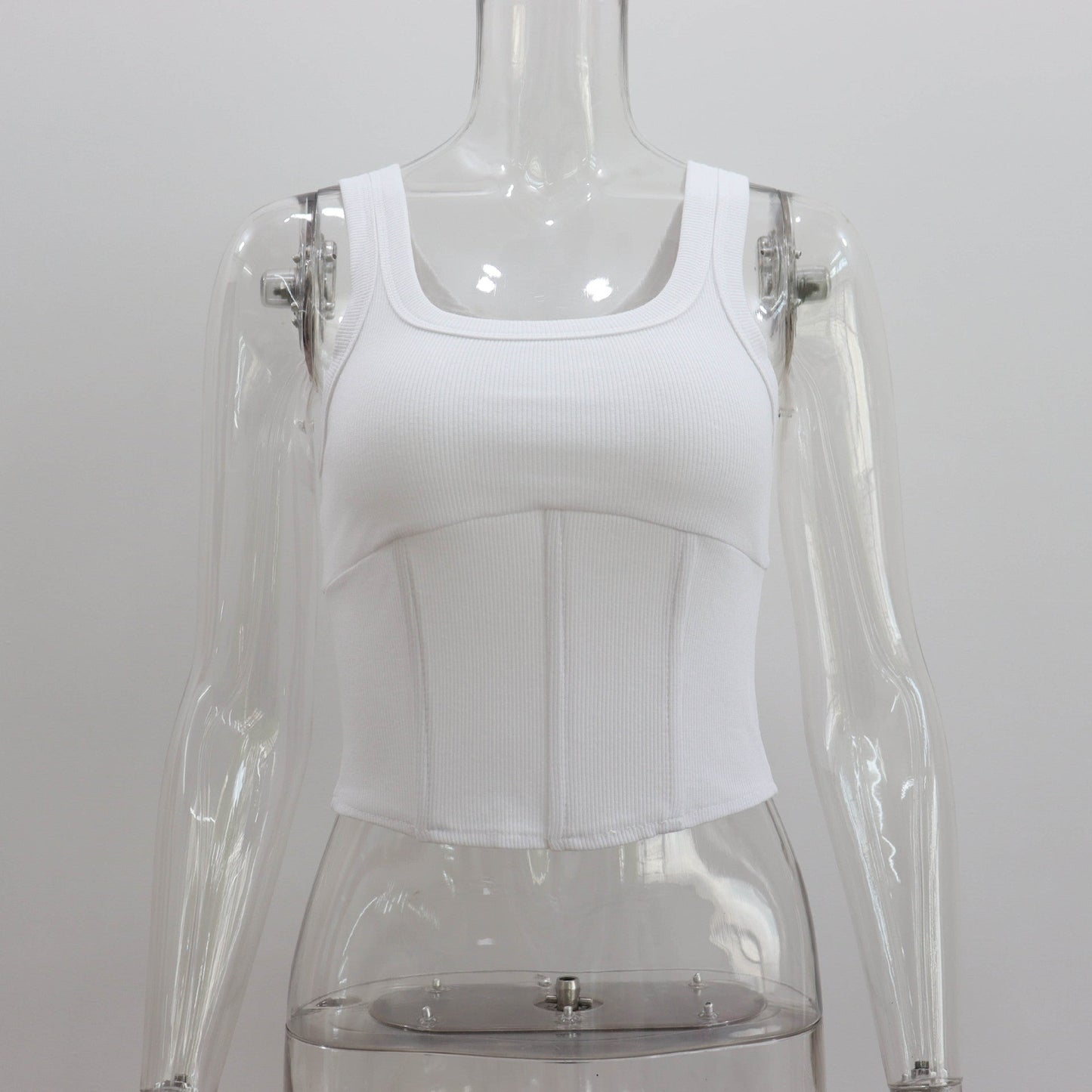 Rib U Neck Short Cropped Tank Top Waist Short Top for Summer Boning Corset Corset