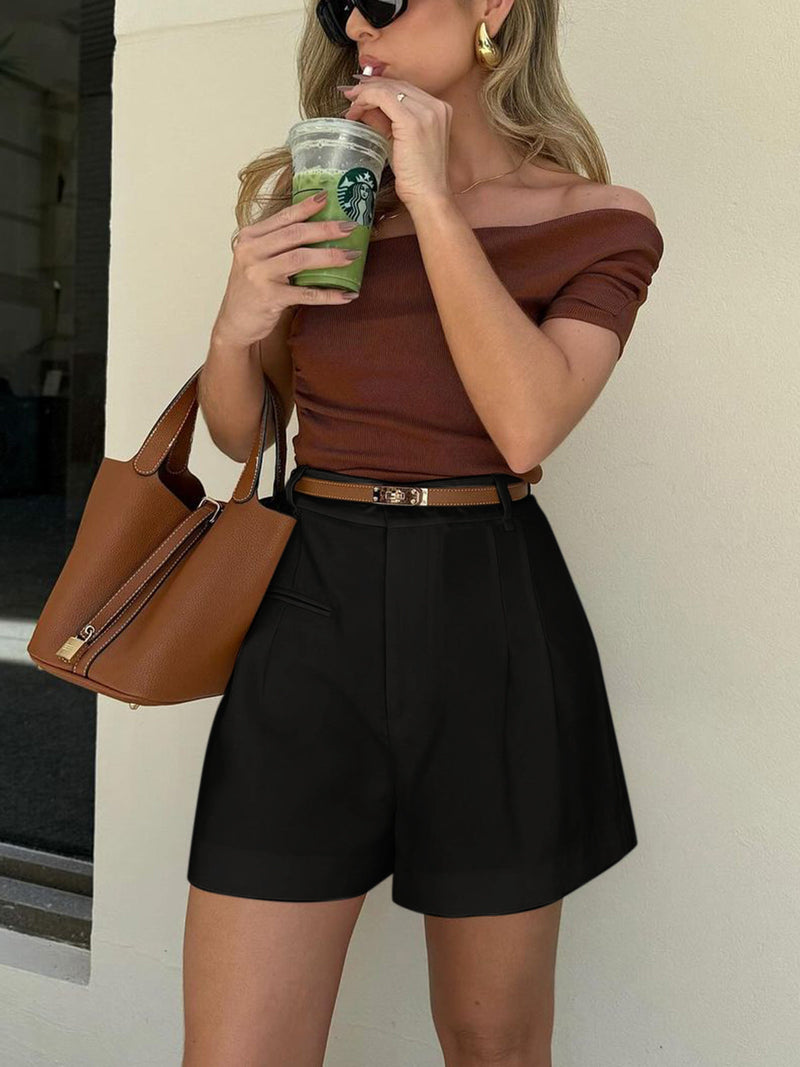 Mid Waist Shorts Without Belt
